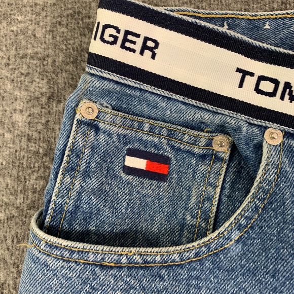 Vintage Tommy Hilfiger Jeans Men 34x30 Baggy Wide Leg Y2K Spellout Hip Hop - Picture 2 of 15